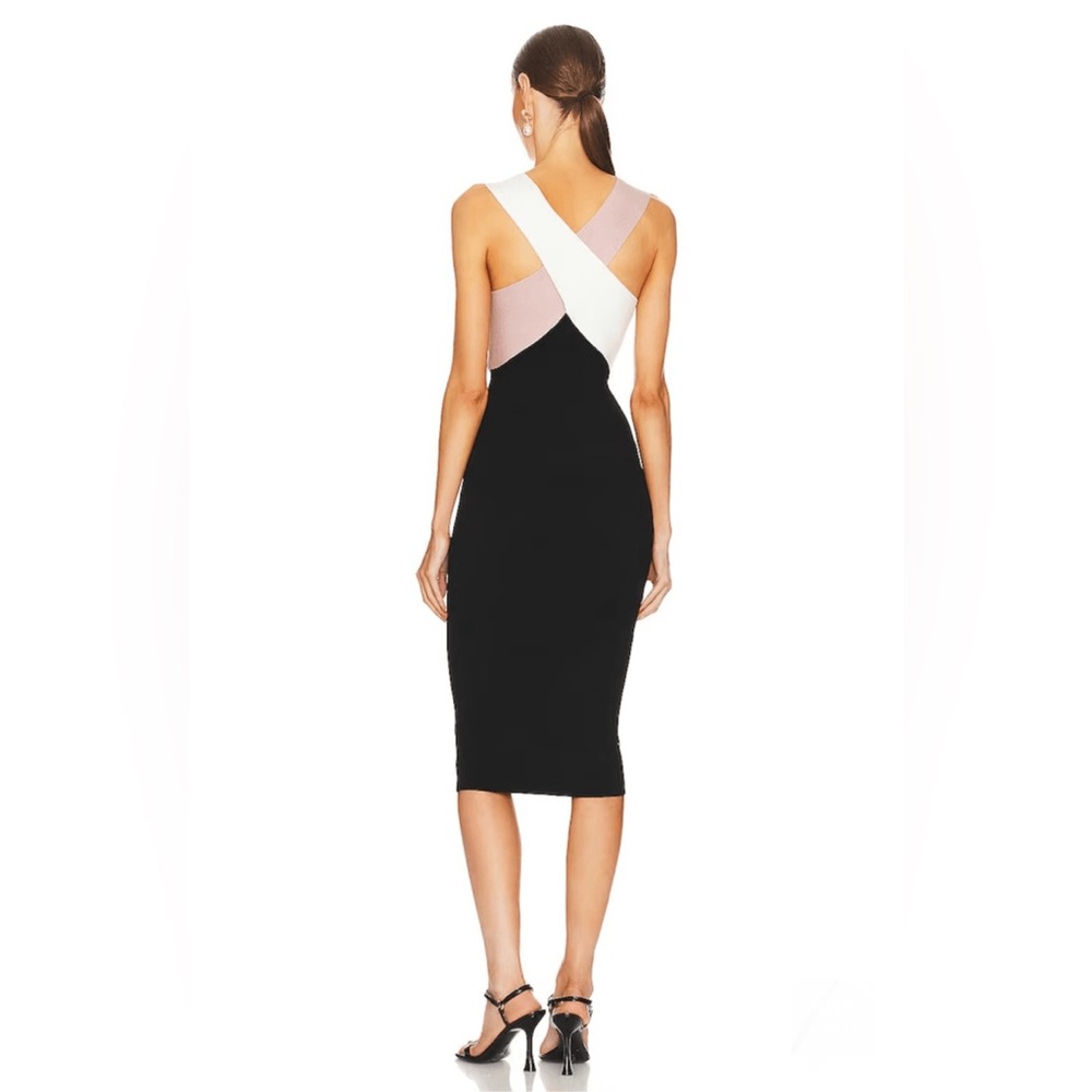 LE SUPERBE Drinks On You Cross-Strap Black, White & Blush Bodycon Dress XS - Picture 6 of 10